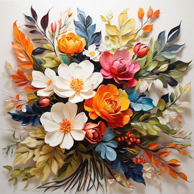 Peinture à l'huile de bouquet de fleurs