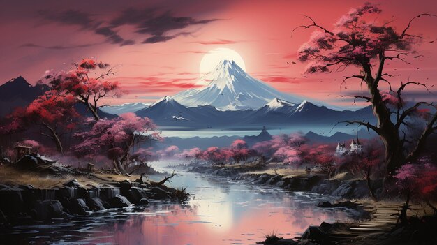 Photo une peinture à l'huile dans le japon féodal