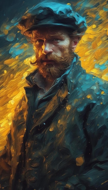 Photo peinture à l'huile avec empâtement lourd anime un plan complet de vincent van gogh