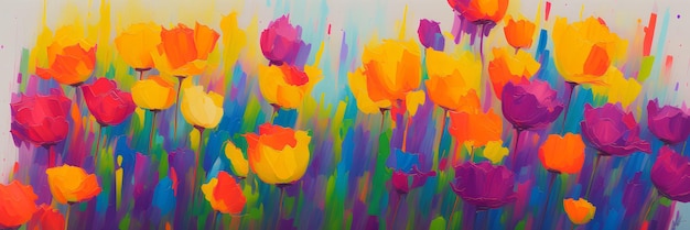 Peinture à l'huile de fleurs lumineuses génération ai