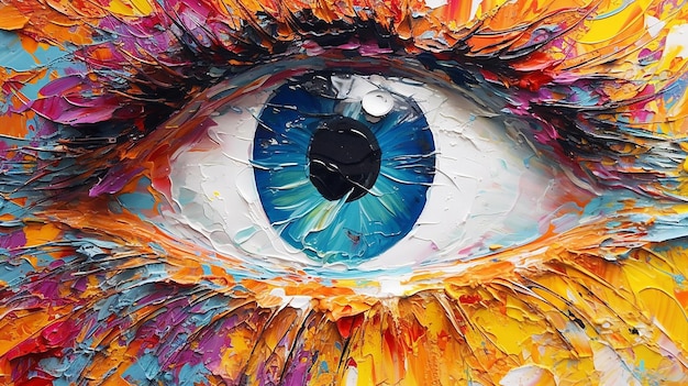 Peinture à l'huile Fluorit Image abstraite conceptuelle de l'œil AI générative
