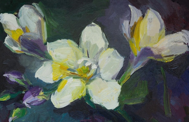 Peinture à l'huile de freesia