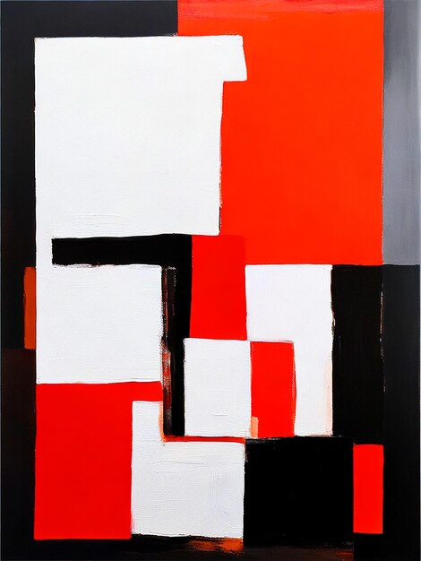 Photo peinture à l'huile minimaliste abstraite palette couteau peinture blanc foncé orange rouge et acrylique noir