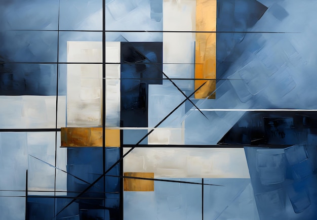 Peinture à l'huile moderne abstraite de style Bauhaus cubisme géométrique peinture murale impression sur toile