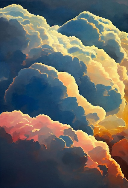 Peinture à l'huile de nuages mignons 3d illustrée