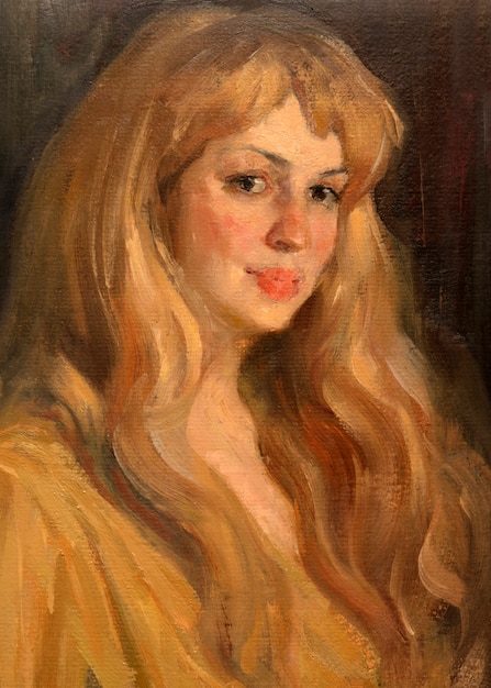 peinture à l'huile, portrait de femme, fait main