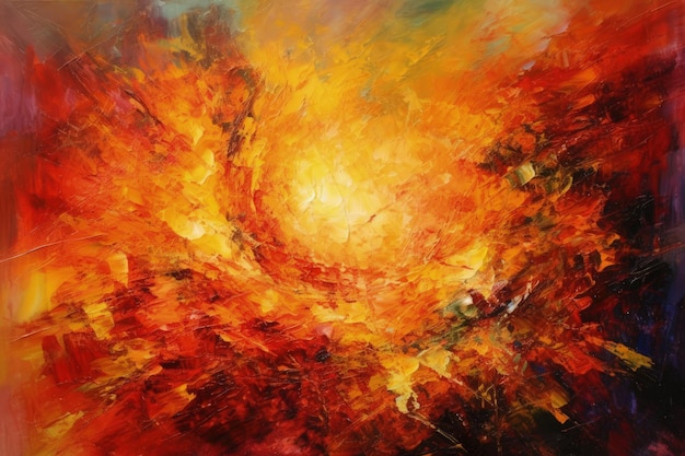 Une peinture d'une IA générative de soleil orange et jaune vif