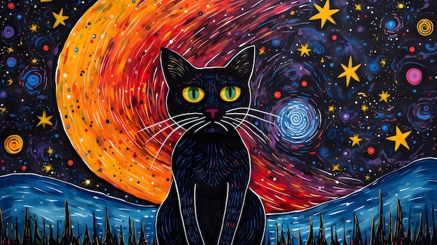 peinture d'illustration de chat