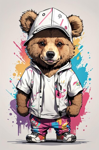 Photo peinture d'illustration de l'ours design artistique