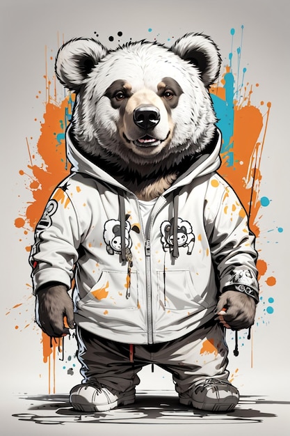 Photo peinture d'illustration de l'ours design artistique