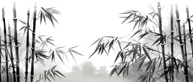 Photo peinture japonaise en bambou de style sumie