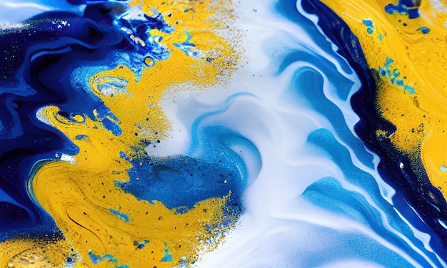 Une peinture jaune et bleue avec le mot art dessus
