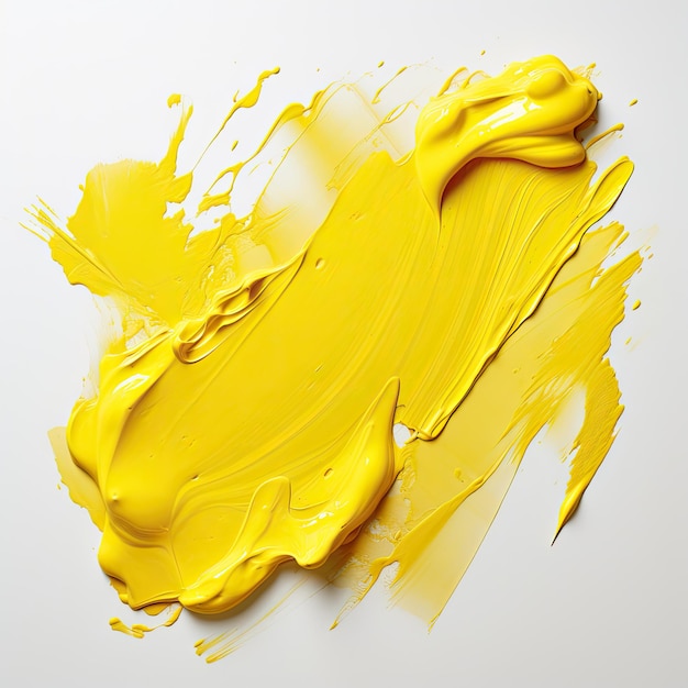 une peinture jaune éclaboussé sur une surface blanche