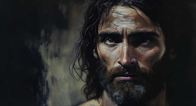 Peinture de Jésus-Christ sur illustration IA générative blanche
