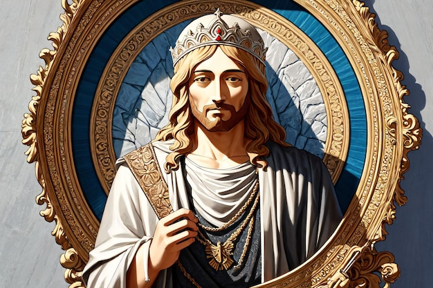 Une peinture de Jésus avec une couronne sur la tête