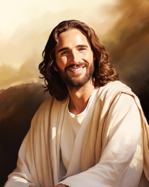 une peinture de Jésus souriant