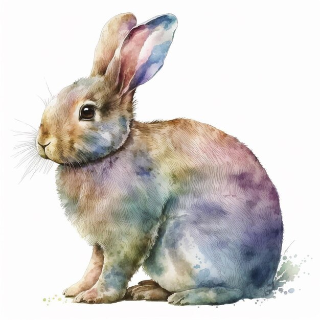 peinture d'un lapin avec une longue oreille et une longue queue