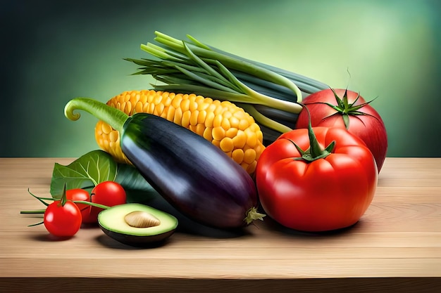 Une peinture de légumes sur une table