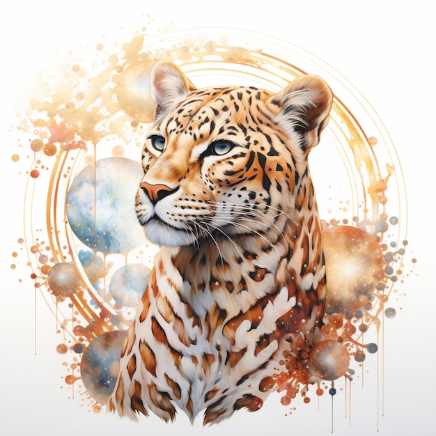 peinture d'un léopard avec un cercle de taches et taches génératives ai