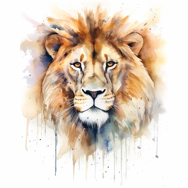 peinture d'un lion avec un fond blanc