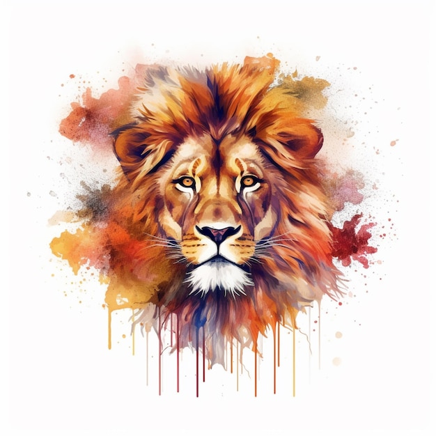 Peinture d'un lion avec un fond coloré