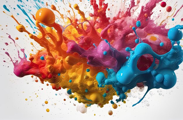 une peinture de liquide coloré et coloré et le mot " bleu " sur elle