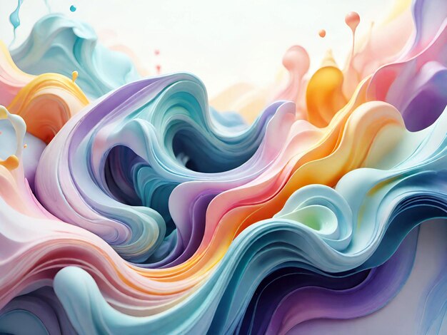 Peinture liquide fluide colorée 3D rend le fond abstrait