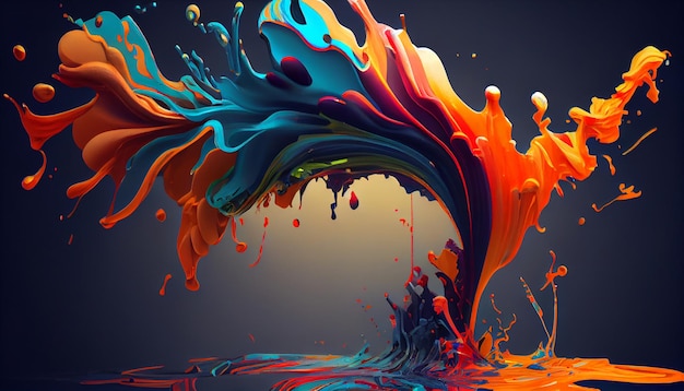 Peinture liquide multicolore abstraite avec des couleurs vibrantes AI générative