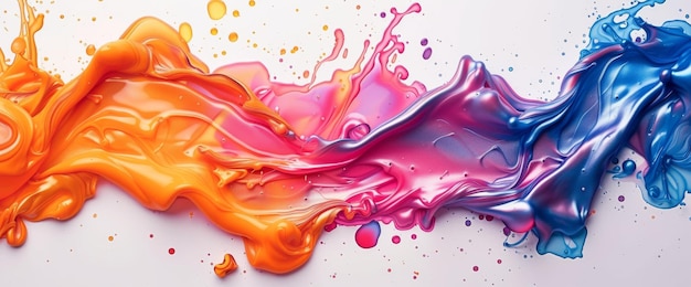 Peinture liquide multicolore sur fond blanc