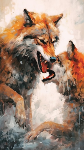 Une peinture de loups avec le mot loup sur le devant.