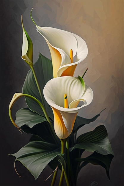 Une peinture de lys calla par l'artiste