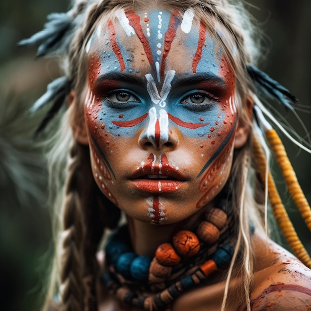 Photo peinture de maquillage tribal peinture du visage maquillage créatif