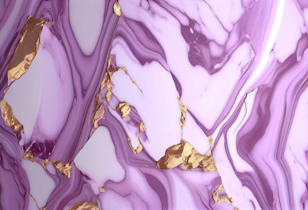 Une peinture en marbre violet et or avec de la peinture violet et or.