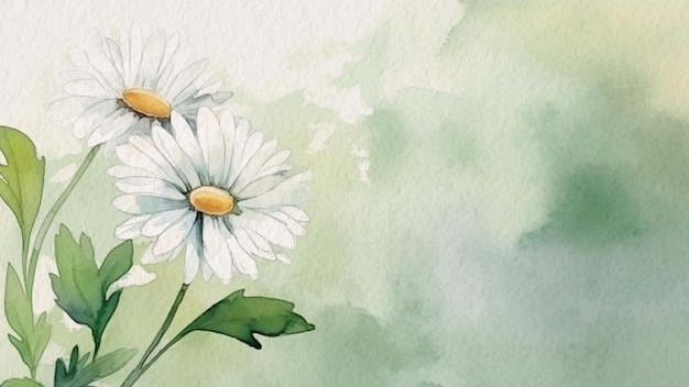 Photo une peinture de marguerites sur fond vert