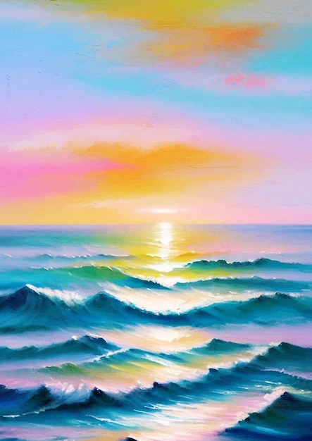 Peinture de la mer aux couleurs pastel