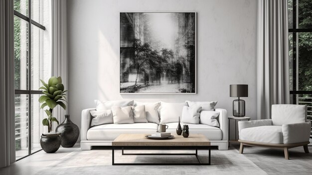 Photo peinture minimale de style moderne avec des accents noirs design d'intérieur