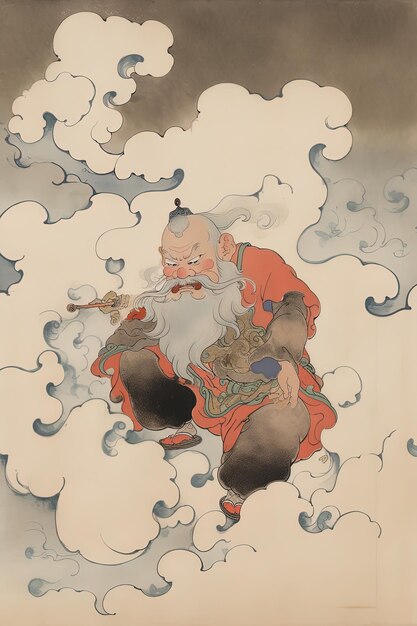 Photo une peinture d'un moine avec un arc et les mots dieu dieu