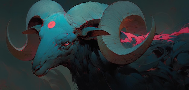 Photo une peinture d'un monstre avec un œil rouge et un fond bleu