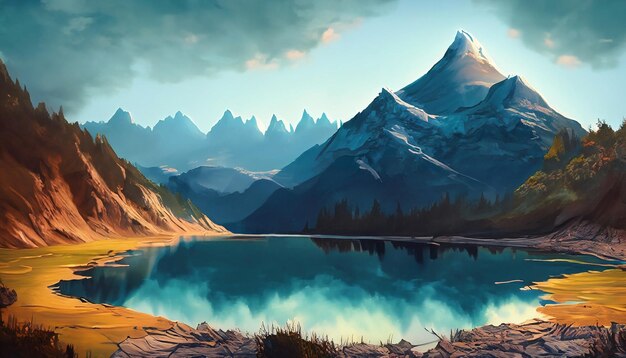 Photo peinture d'une montagne