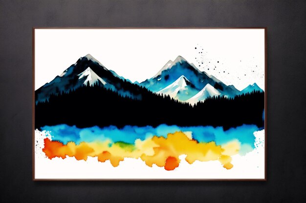 Une peinture de montagnes avec les mots " les montagnes sont visibles "