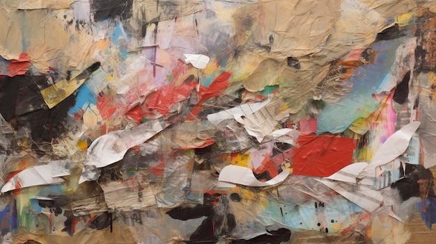 Une peinture d'un morceau de papier rouge et blanc