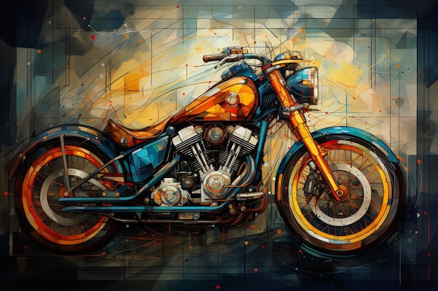 Peinture d'une moto avec une peinture bleue et orange