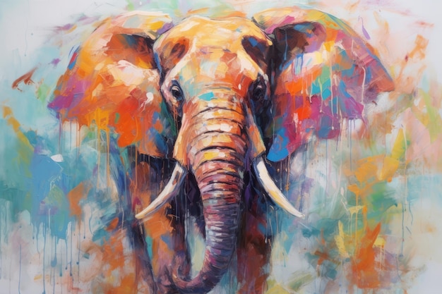 Peinture multicolore abstraite d'un éléphant Belle image d'illustration Generative AI