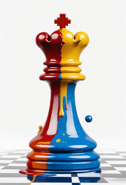 La peinture multicolore coule du monarque des échecs