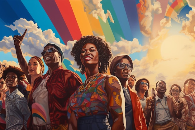 Peinture murale de la communauté Juneteenth représentant la liberté Génératif ai