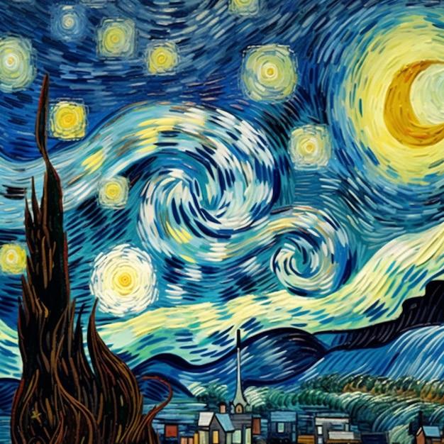 La peinture murale dessinée à la main de la nuit étoilée