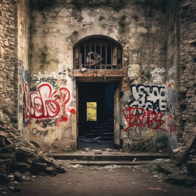 Photo une peinture murale vibrante et colorée sur le château