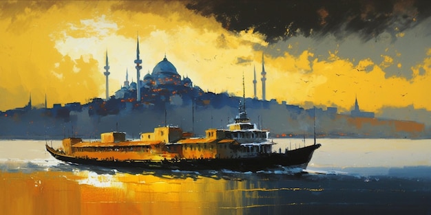 Une peinture d'un navire à Istanbul