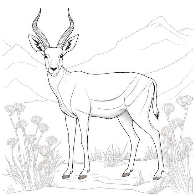 Photo une peinture en noir et blanc d'un springbok