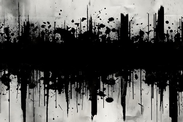 La peinture noire en spray coule des taches d'encre, des lignes et des éclaboussures d'incant avec un effet de graffiti.